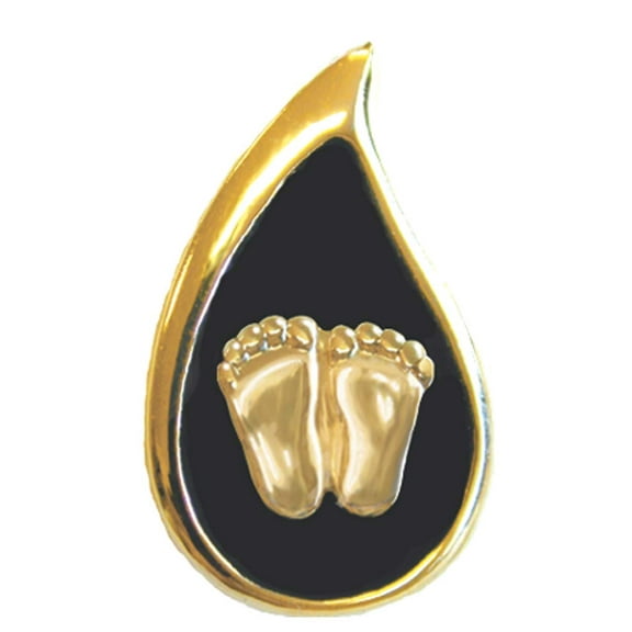 Precious Feet, 14k Gold Plate, Tear Drop Jewelry, Lapel Pin