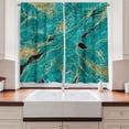 thumbnail image 2 of Ambesonne Marble Print Kitchen Curtains, Veins Look Ornament, 55"x45", Teal and Turquoise, 2 of 3