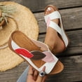 thumbnail image 4 of CYMMPU Women's Leaf Applique Wedge Slide Sandals Open Toe Slip On Footwear for Casual Summer Daily Wear White 39, 4 of 8
