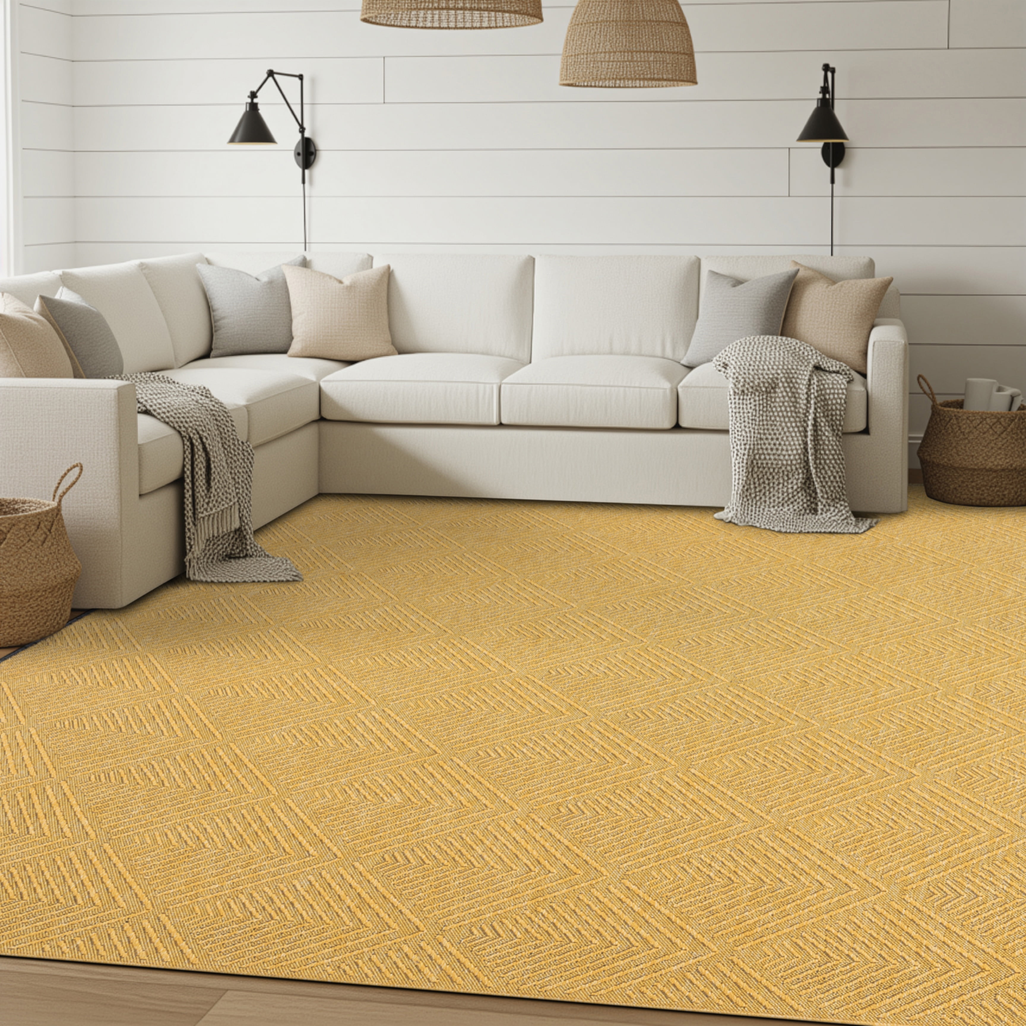 Alma Transitional 2' x 7.7' Gold, Machine Washable Polyester & Cotton Indoor Area Rug