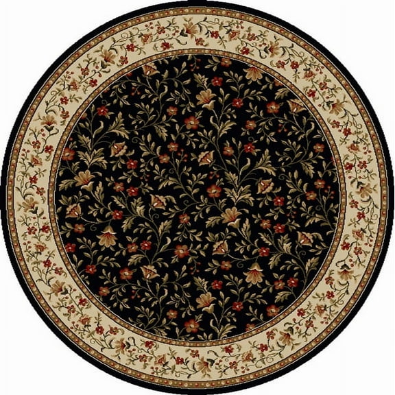 Radici Usa Como Area Rug 1593 Black Italian Bordered 8' x 8' Round