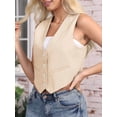 thumbnail image 4 of Cropped Suit Vest for Women Button Up Business Casual Dressy Waistcoat Vest Tops Cream White S, 4 of 5