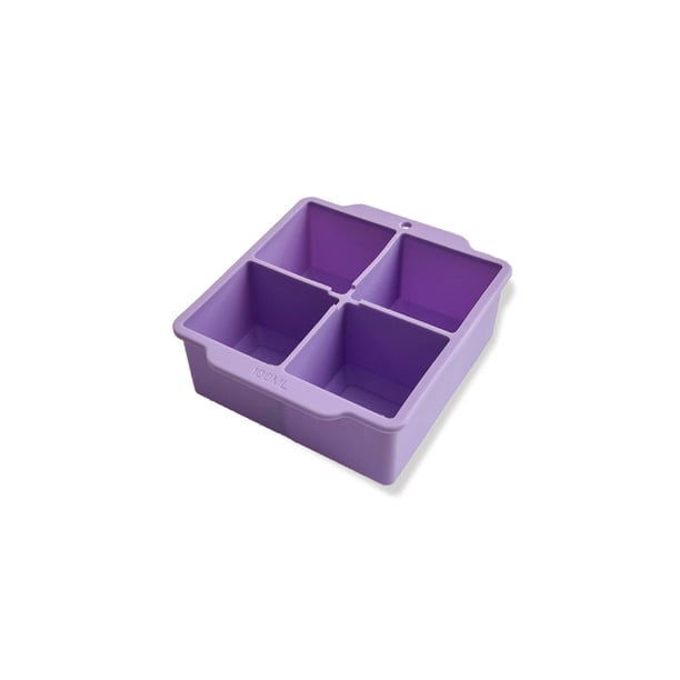Bandeja de hielo de silicona de 4 celdas con tapa • Moho flexible para cubitos de hielo antiadherentes • Liberación fácil • Seguro para congelar • Libre de BPA