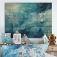 thumbnail image 2 of Designart "Teal White Ocean Charm Pastoral II" Modern Print on Natural Pine Wood, 2 of 5