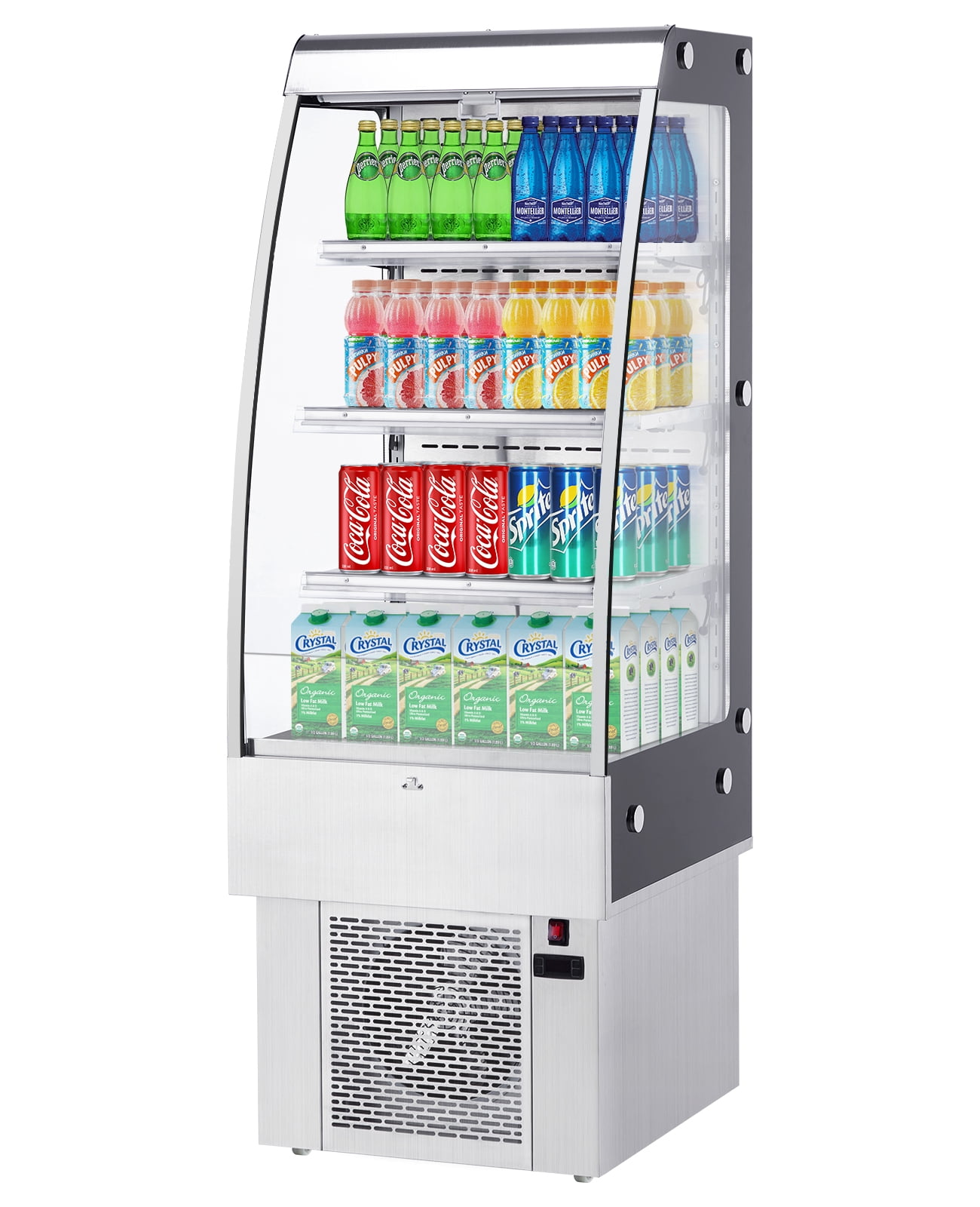 Yesurprise 250L Commercial Display Refrigerator Cake Fridge Double-Layered Glass Door Upright Display Beverage Cooler Merchandiser Refrigerator with Interior LED Lighting