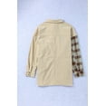 thumbnail image 2 of POGLIP Women's Khaki Plus Size Washed Cord Plaid Shirt, 2 of 6