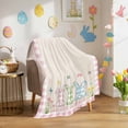 thumbnail image 3 of Throw Blanket Fleece Throw Blanket 50x80in, Happy Easter Colorful Lattice Bunny Soft Lightweight Bed Blankets Spring Floral on Cotton Burlap Fuzzy Couch Blankets for All Season, 3 of 9