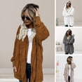thumbnail image 2 of Women Winter Jacket Double-sided Wear Thick Fleece Hooded Pockets Mid Length Solid Color Warm Casual Daily Wear Long Coat, 2 of 7