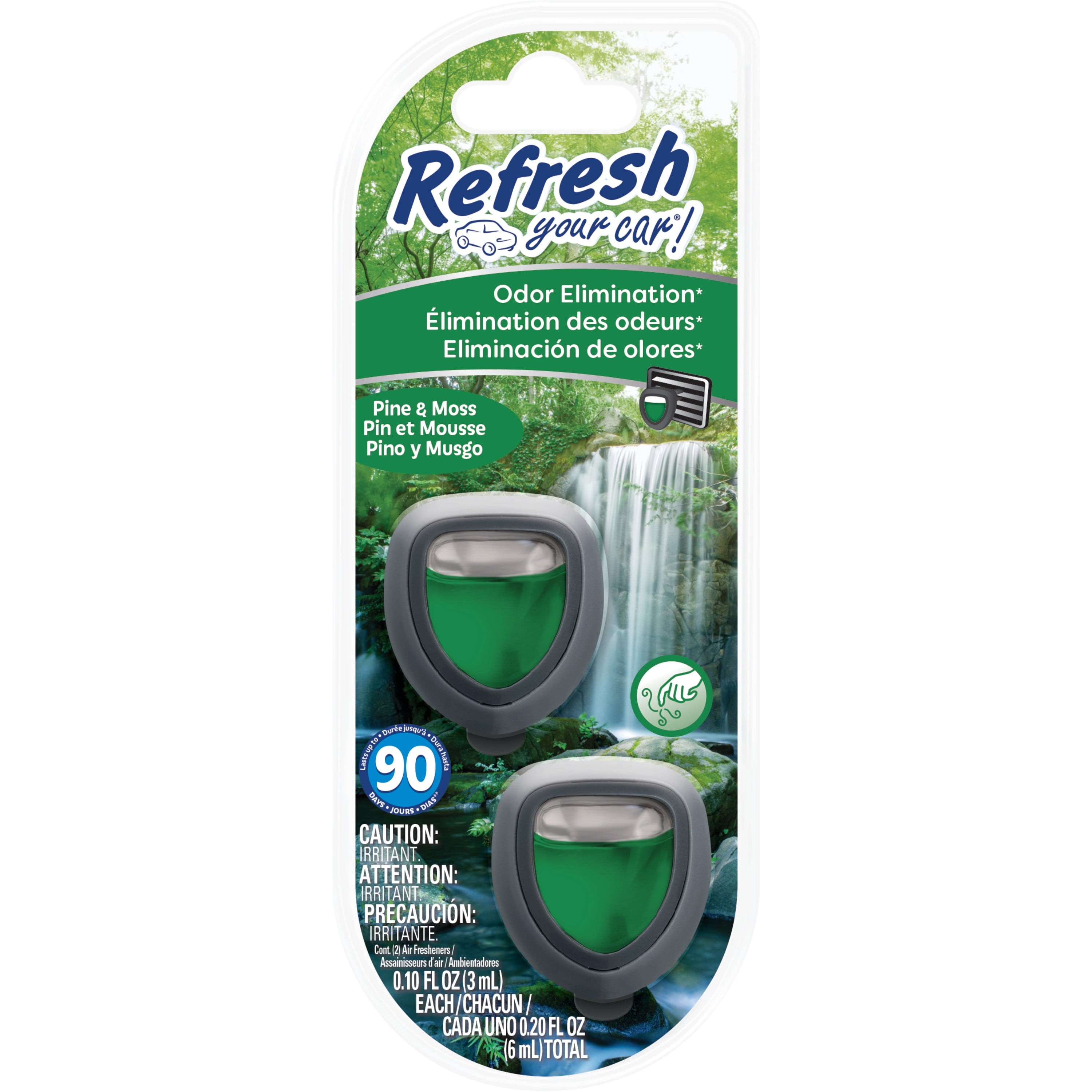Refresh Your Car! Mini Diffuser Car Air Freshener (Pine & Moss Scent, 2 Pack)