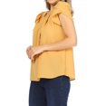thumbnail image 2 of Women's Casual Solid Pleated Front Petal Cap Sleeve Round Neck Tee Blouse Top, 2 of 6