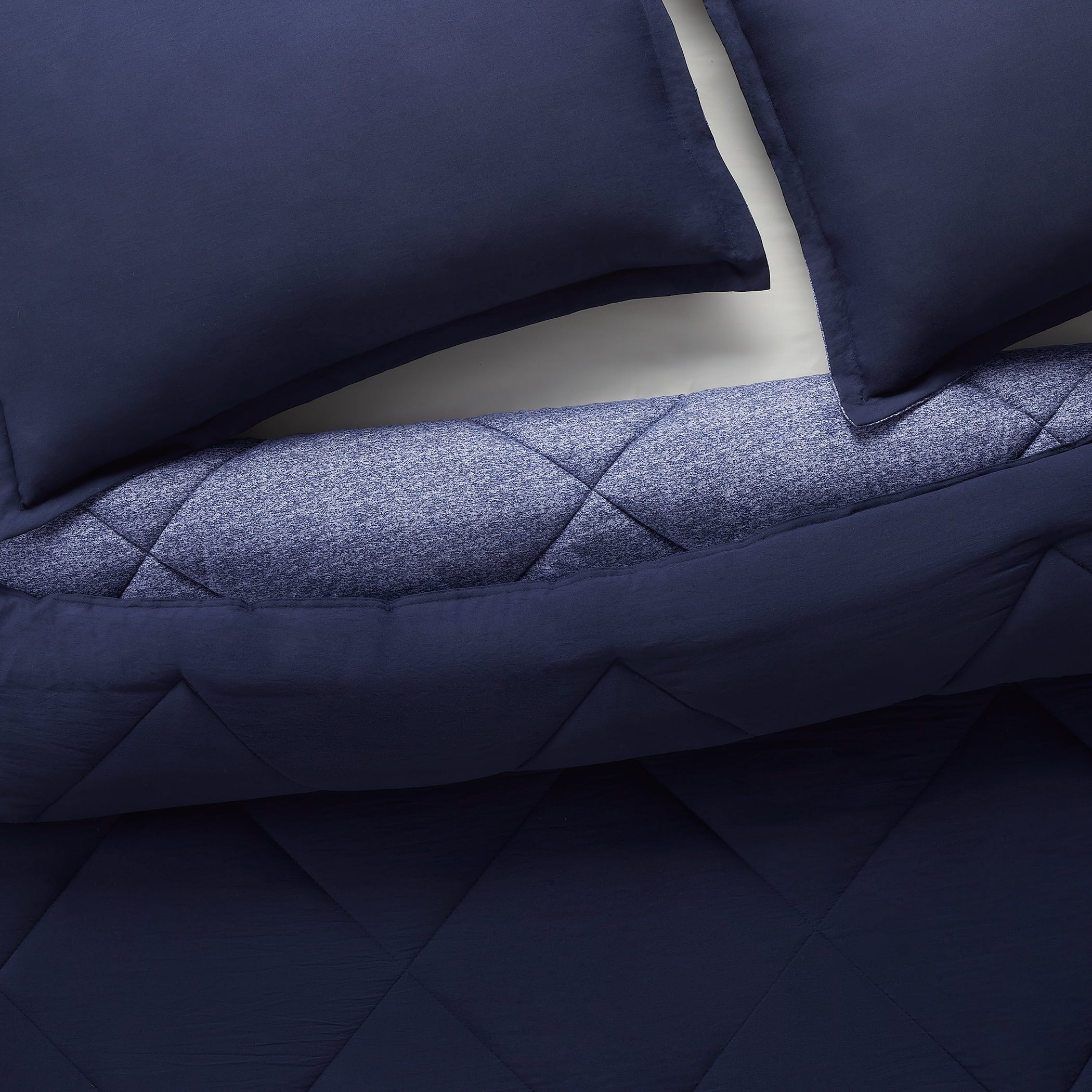Serta Supersoft Navy Solid Reverse to Print Comforter Set, King (3-Piece)