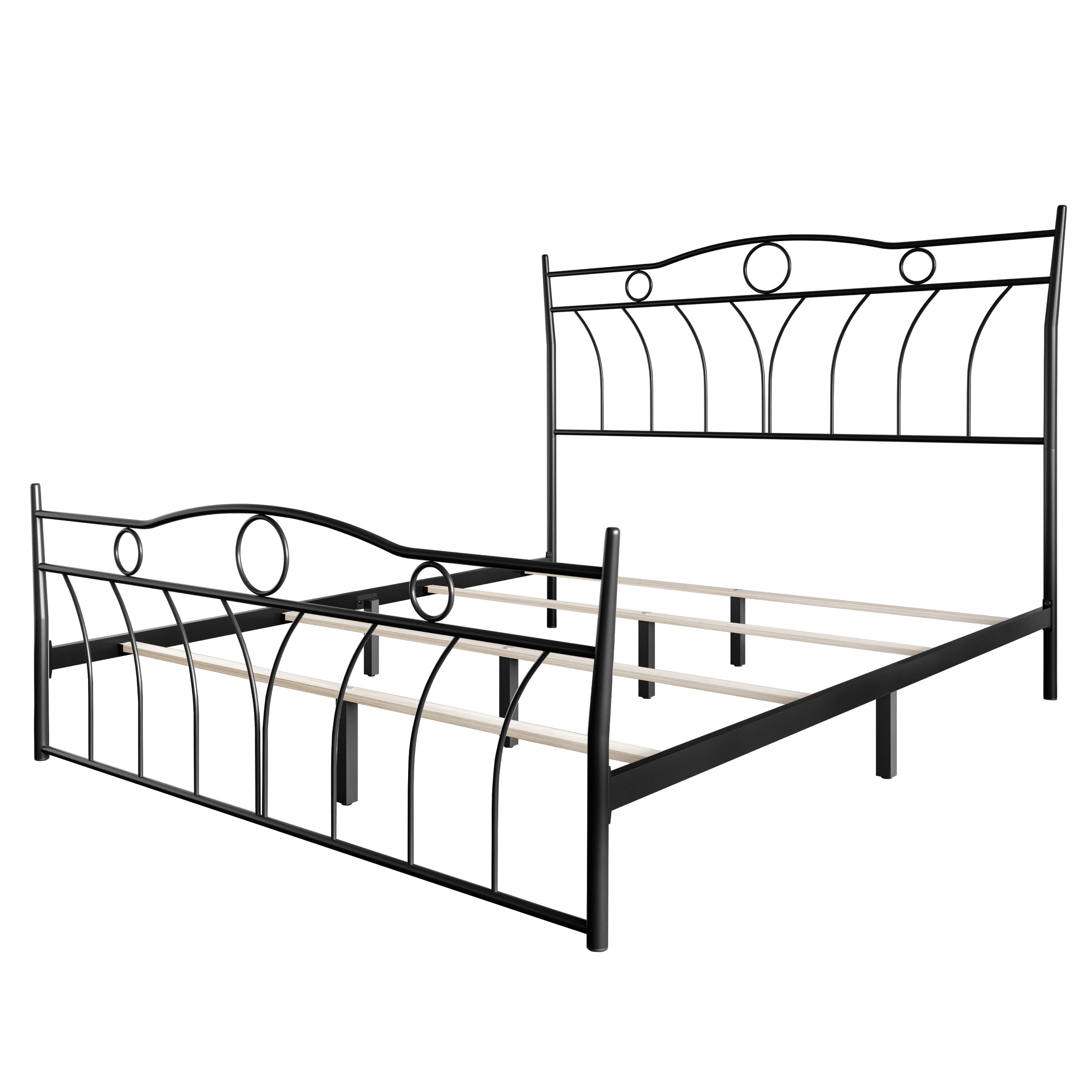 Home Design Shelby King Metal Bed Frame for Adults, Black, Classic Headboard and Footboard Design, Sturdy Frame, Easy Assembly