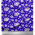 thumbnail image 1 of Soimoi Blue Cotton Duck Fabric Feathers & Anemone Floral Fabric Prints By Yard 44 Inch Wide, 1 of 3