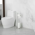 thumbnail image 3 of Round Free Standing Toilet Paper Holder with Top Storage Shelf in Brushed Nickel, 3 of 13
