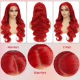 thumbnail image 4 of Peluca JINNOO de pelo humano rojo ondulado con encaje en la parte delantera, 20 pulgadas, densidad del 200%, 4 of 6