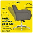 thumbnail image 4 of Serta Ashland Office Desk Chair, Button Tufted Mid-Back, Memory Foam Cushion, Chrome Swivel Base, Gray, 4 of 10