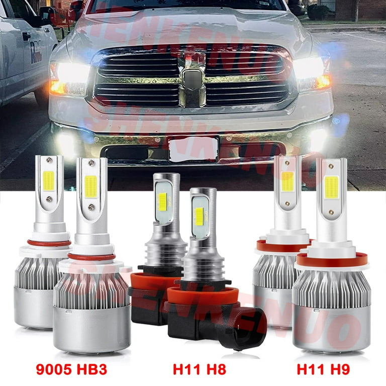 For Dodge Ram 2500 2019-2022 Led Headlights 12000LM 9005 High Beam H11 Low Beam H11 Fog Led Bulbs 6pc - Walmart.com