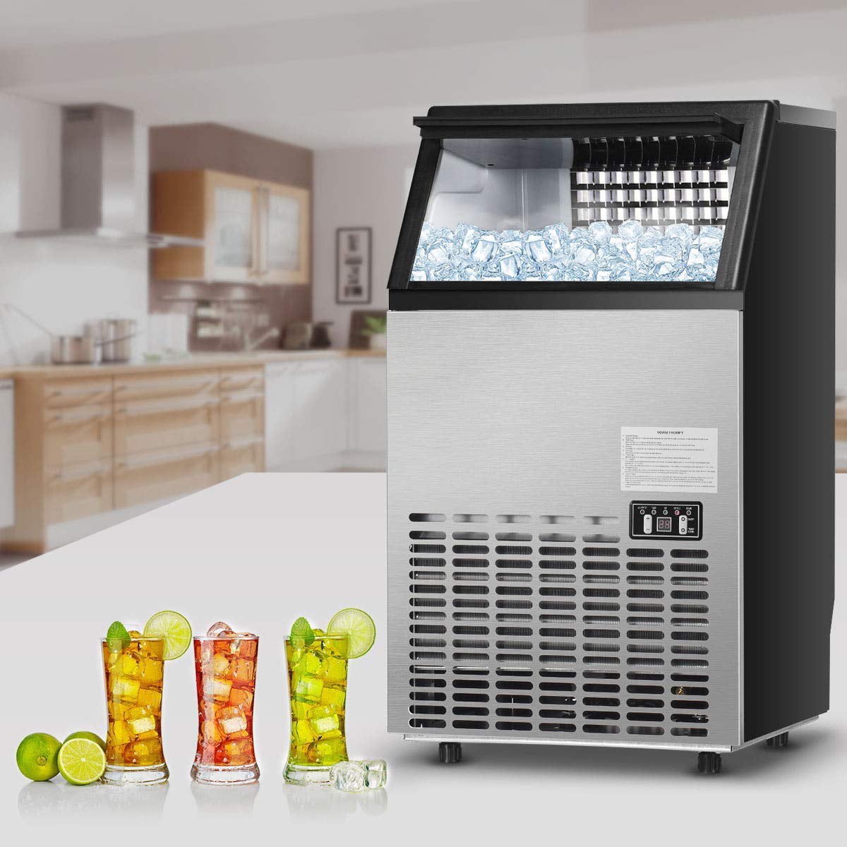 Built-in Ice Maker Bar Restaurant Ice Cube Machine Undercounter Freestand 110V 