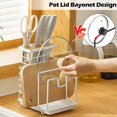 thumbnail image 4 of Cutting Boards Knife Organizer, 3 In 1 Kitchen Organizer Rack, Kitchen Utensils Rack Chopping Boards/knives/pot Pan Lid Storage With Drip Tray, White, 4 of 5