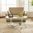 thumbnail image 4 of Ktaxon Rustic Coffee Table, Transparent Glass 2-Tier Oval Vintage Minimalist Design Center Table Rust Resistant Narrow Table for Living Room, Beige, 4 of 5