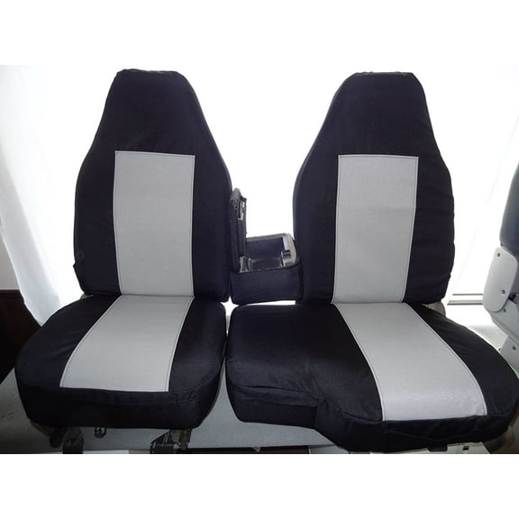 F159 1991-1997 Ford Ranger and Explorer High Back 60/40 Split Bench with Opening Console in Black and Gray Twill