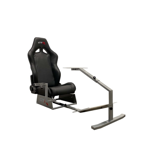 GTR Simulator Touring Model Racing Simulator Cockpit Silver Frame with Majestic Black Seat