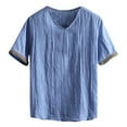 thumbnail image 2 of pstuiky camisetas de hombre, Camisa informal de manga corta con cuello en V para hombre, cómoda y a la moda. camisetas de hombre l, 2 of 4