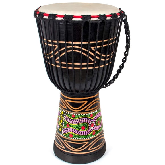 Djembe Drum, AKLOT African Drum Hand-Painted 9.5'' x 20'' Mahogany Goatskin Drumhead for Starter Beginners Adult for Over 8 Years