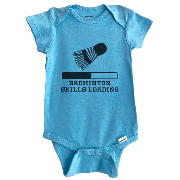 Badminton Skills Loading Funny Sports Humor Baby Bodysuit (Blue), 0-3 Months