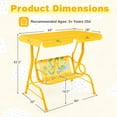 thumbnail image 3 of Costway 2-Seater Toddler Porch Swing Chair with Metal Stand Adjustable Canopy Safety Belts Yellow, 3 of 9