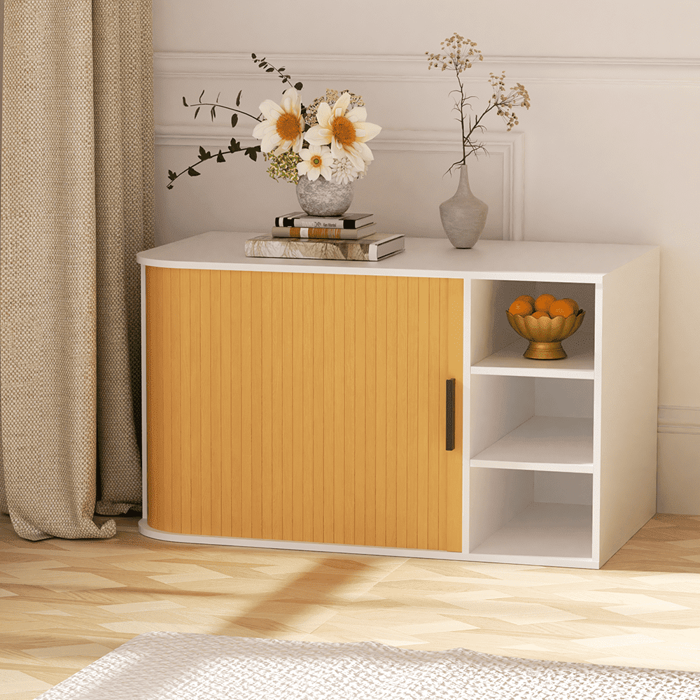 2-in-1 Cat Litter Box Enclosure & End Table with Spacious Storage, Modern Design, Waterproof & Pet-Safe Construction, Easy Assembly - Ideal for Living Rooms & Bedrooms