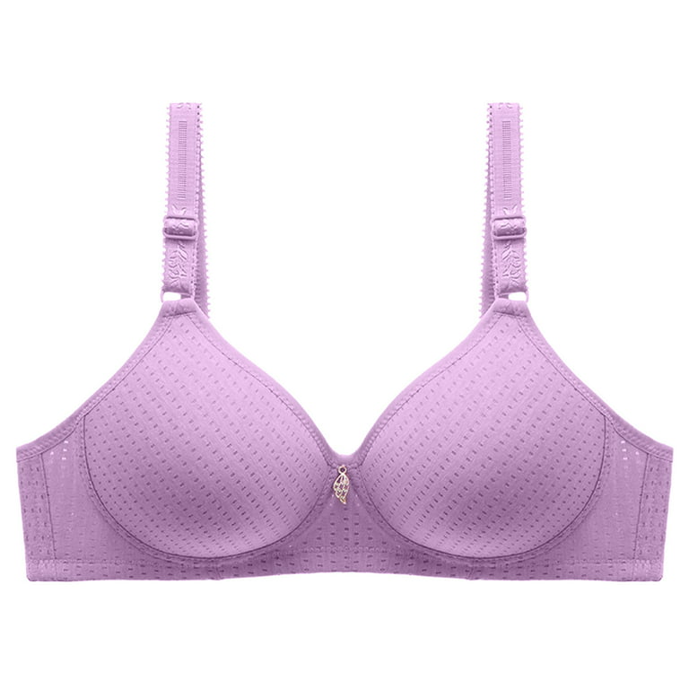 CLZOUD Womens Bras Pink Polyester Womens Thin No Steel Ring