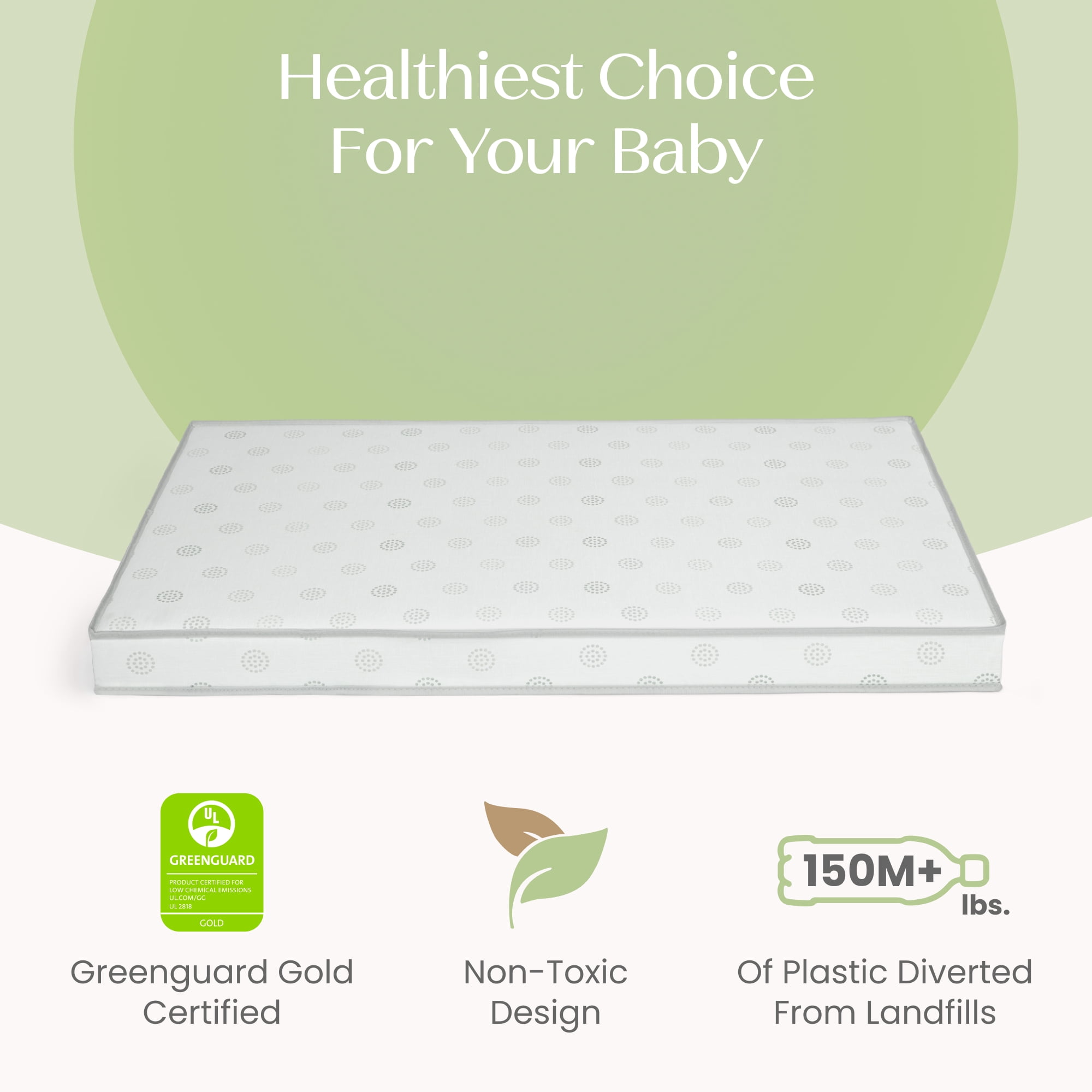 Delta Children Twinkle Galaxy 3-inch Mini/Portable Crib Mattress - Sustainably Sourced Fiber Core - Waterproof - GREENGUARD Gold Certified - 10 Year Warranty | Does Not Contain Toxic Fire Retardants