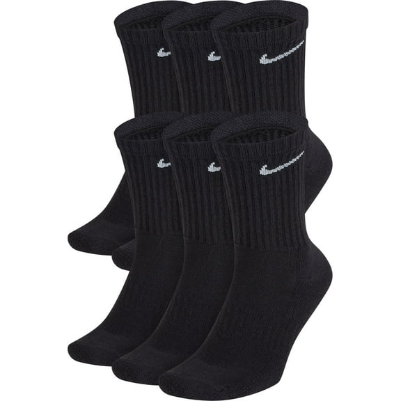 Nike Dri-FIT Everyday Cushioned Training Crew Socks – 6 Pack (Black, L)