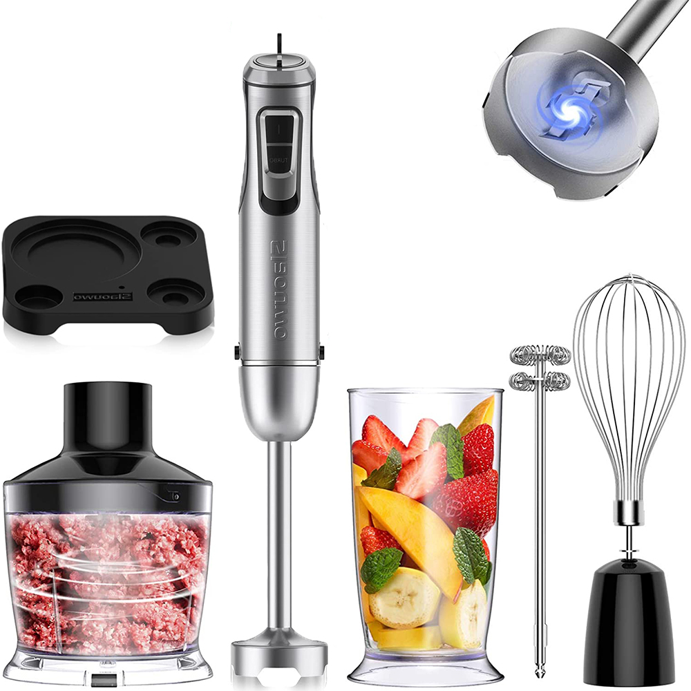 VIVEFOX 800W 6in1 Multifunctional Immersion Hand Blender, 10 Speed, 304 Stainless Steel Stick