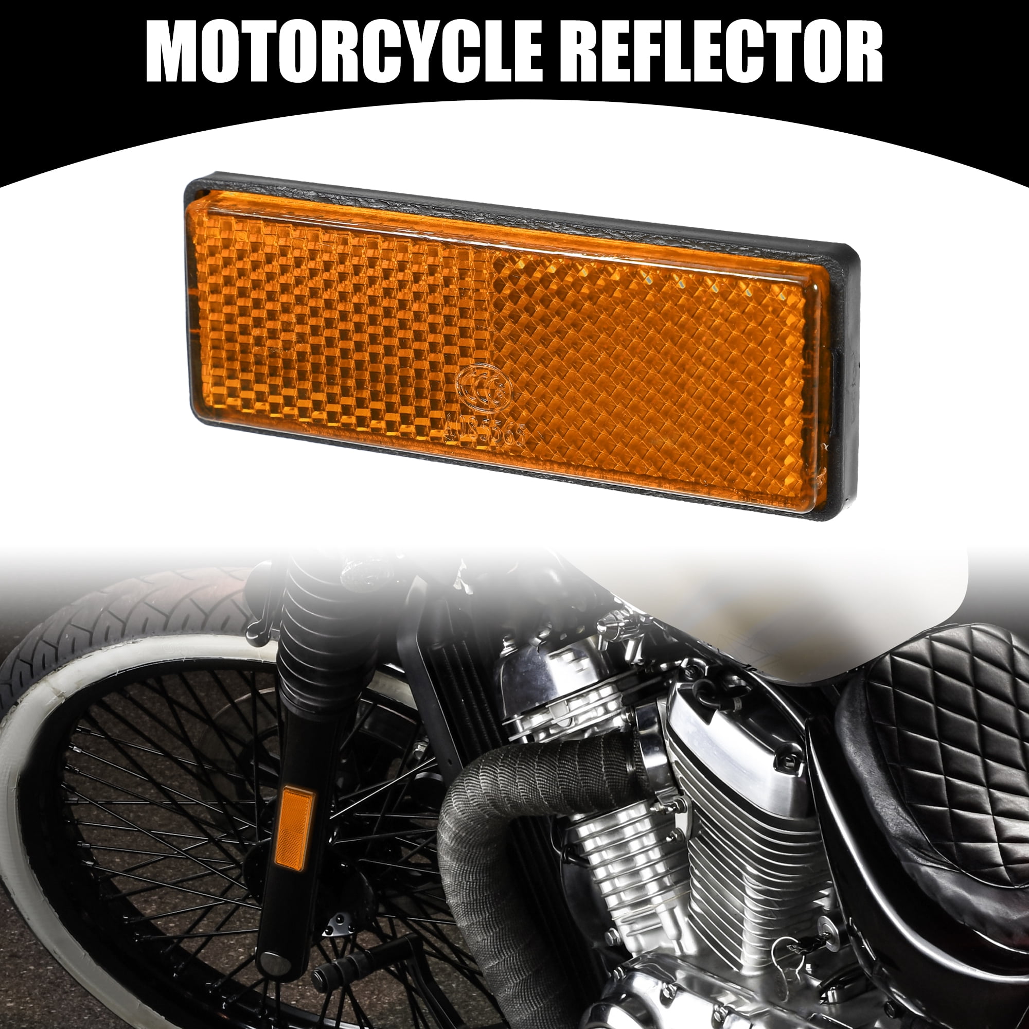 Unique Bargains 4x 3.46"x1.26" Rectangle Motorcycle Safety Reflector Red Orange