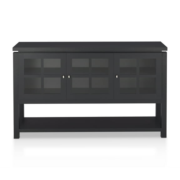 Furniture of America Chico 59" Transitional Wood Veneer Multi-Storage Sideboard Buffet, Black