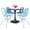 Transparent Blue, variant on LeisureMod 5-Piece Dining Set with 35" Round MDF Top Table with Black Iron Base and 4 ABS Plastic Side Chair with Chrome Eiffel Design for Modern Home Bristol Collection in Transparent Red