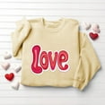 thumbnail image 3 of Valentines Day Pullover Sweatshirts Women Cute Heart Funny Valentine Sweater Tops Casual Long Sleeve Shirts, XS Beige, 3 of 6