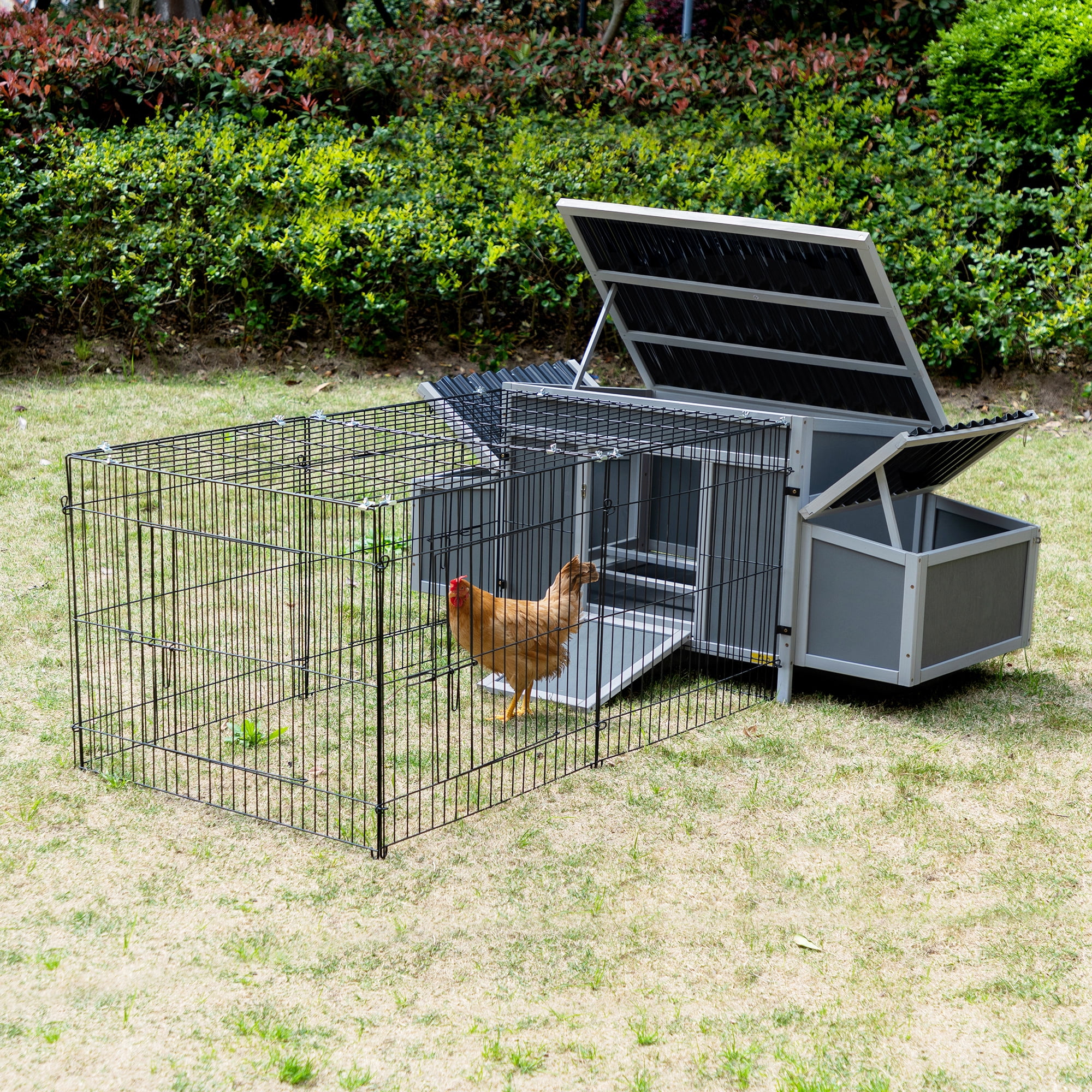 Coziwow Wooden Chicken Coop, Chicken Hutch with Run Cage, Poultry Cage