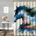 thumbnail image 2 of Orinice Abstract Horse Landscape Bathroom Decor Set with Hooks - Colorful Luxurious Graphic Print Polyester Fabric Fashion Shower Curtain - Chic Modern Design 69x72, 2 of 7