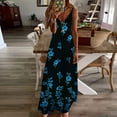 thumbnail image 2 of Robe Maxi Sans Manches Décontractée pour Femmes Été V Cou Robe Spaghetti Longue Robe de Soleil en Vrac, 2 of 4