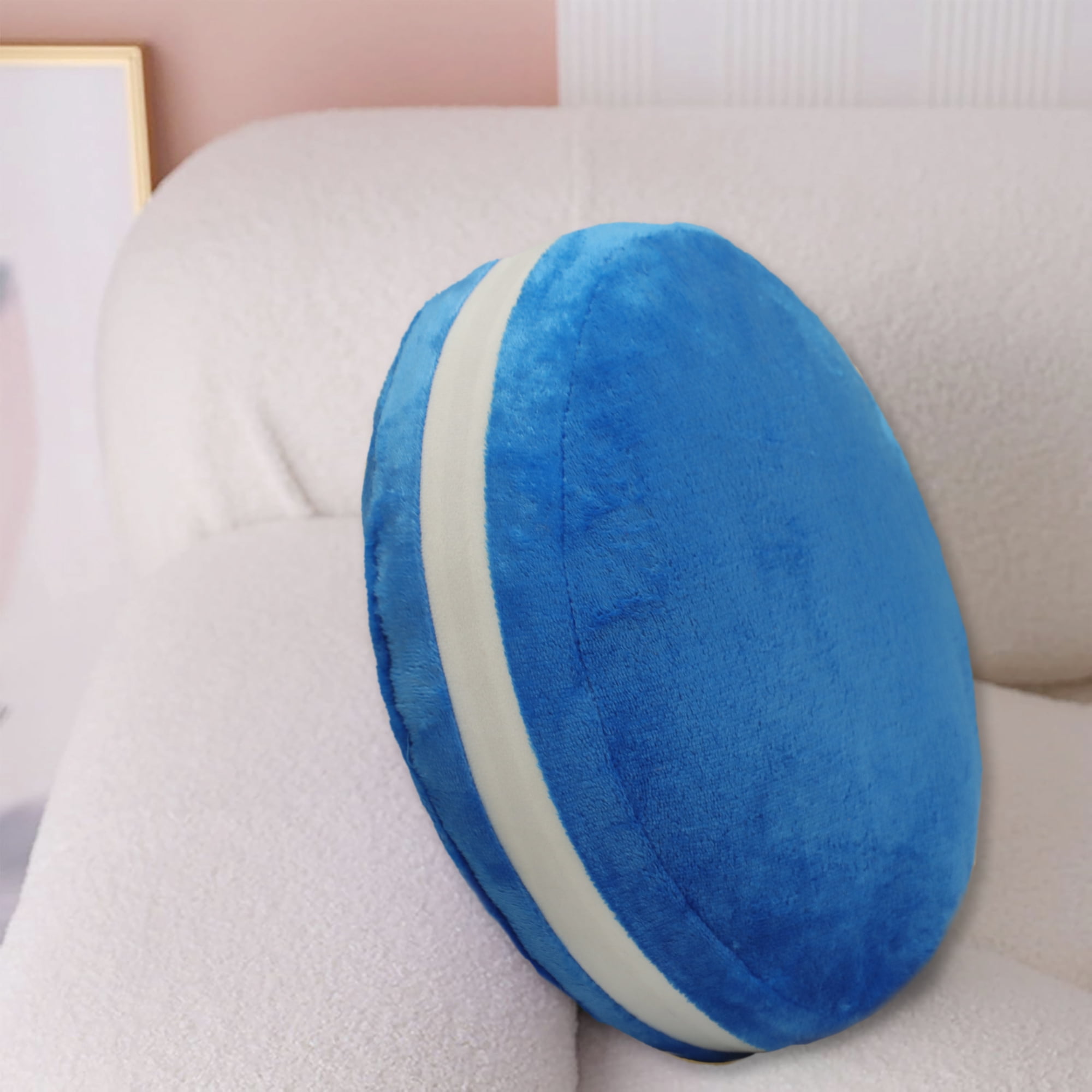 Mainstays Plush Macaron Shaped Throw Pillow, 12" Round, Blue