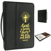 Nextradero Bible Cover, Classic Bible Carrying Case with Handle, Pen Clip, Christian Art Gifts for Women, Men, Leather, Black