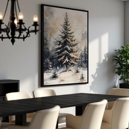 Winter Serenity Snowy Forest Scene - Tranquil Lodge Decor - Nature Art For Him Wall Art Ready To Hang Unframed Paper Print
