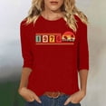 thumbnail image 1 of Uootdi Hauts pour Femmes Manches 3/4 Col Ras du Cou 1976 Imprimé Arc-en-Ciel Rétro Coupe Décontractée T-Shirts Nostalgiques pour Escapade d'Été Cadeau, 1 of 4