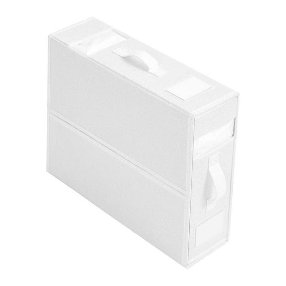 MORESEC Bed Sheet Set Storage Box Fabric Visual Window Zipper Folding Blanket Sorting Box Wardrobe Bedding Storage Deals of the Day Clearance Prime, White