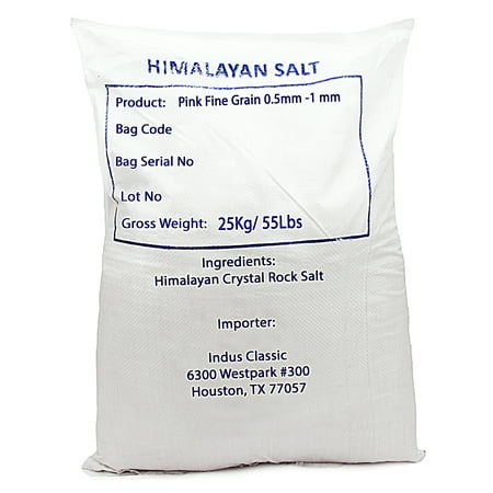 IndusClassic Bulk 55 lbs Authentic Pure Natural Halall Unprocessed Himalayan Edible Pink Cooking Fine Grain Salt ( 0.5mm to 1mm )