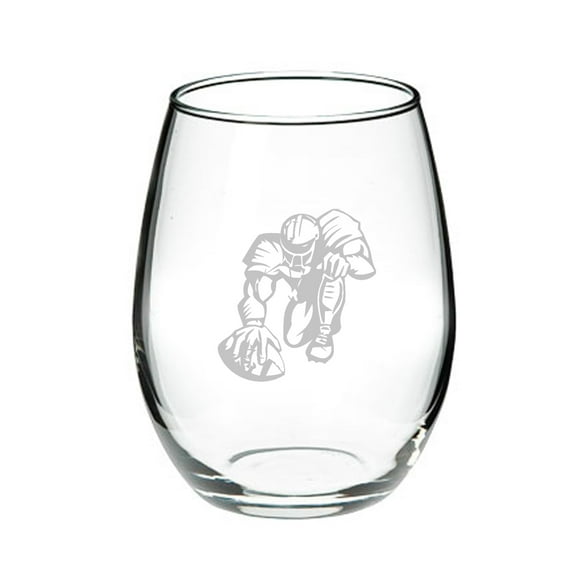 Football Player 21 oz. Deep Etched Stemless Wine Glass