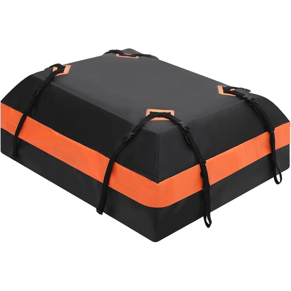 21 Cu.Ft Rooftop Cargo Carrier Bag Waterproof Roof Cargo Bag with Anti-Slip Mat 6 Door Hooks and 8 Straps for Cars with Without Rack